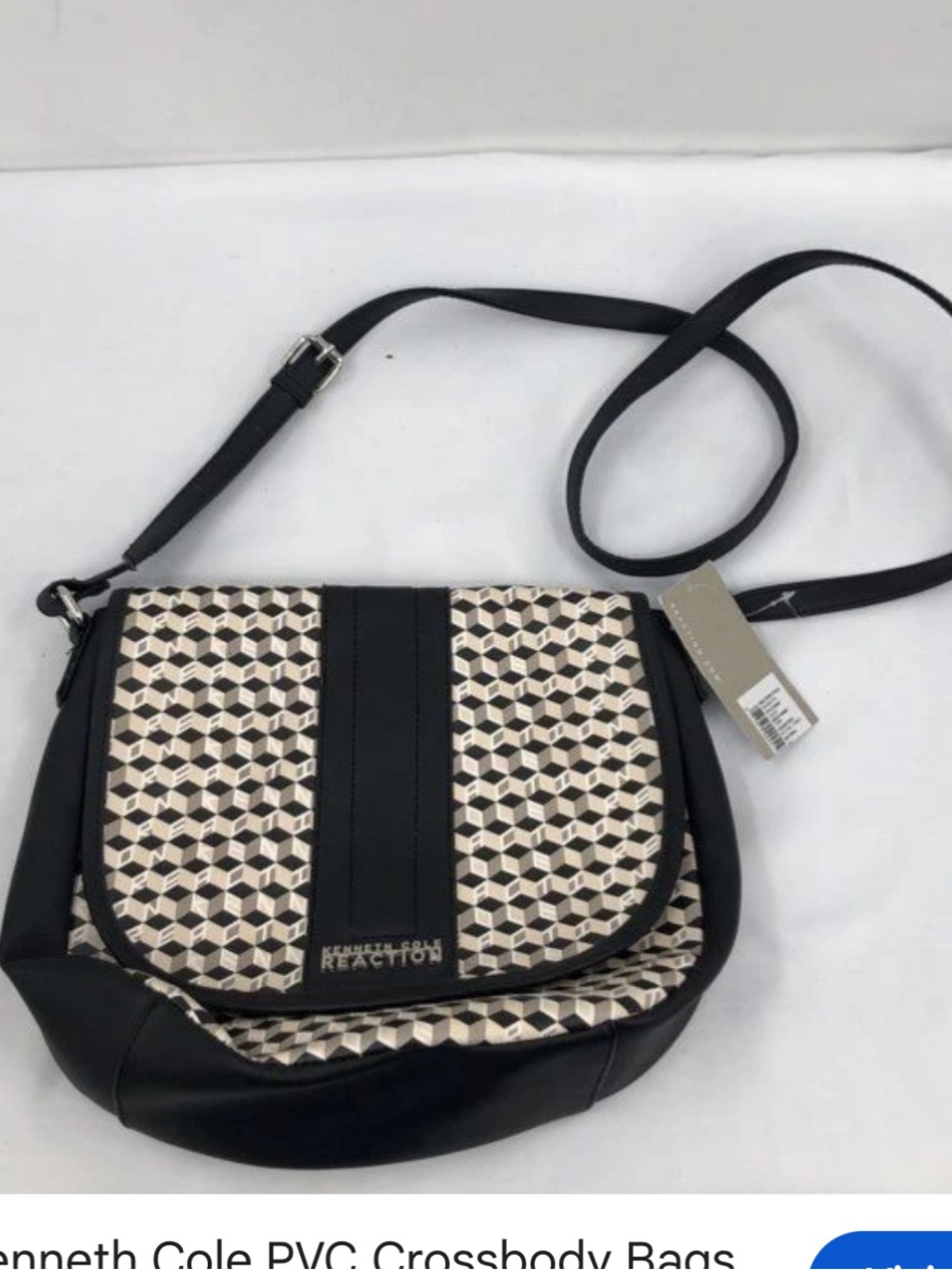 Kenneth Cole Reaction Black and Cream Geometric Crossbody Bag new no tag